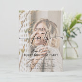 Modern Hello FORTY 40th Birthday Party Photo  招待状 (スタンド正面)