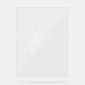 Modern Hello Forty 40th Birthday Party Welcome アクリルサイン (正面)