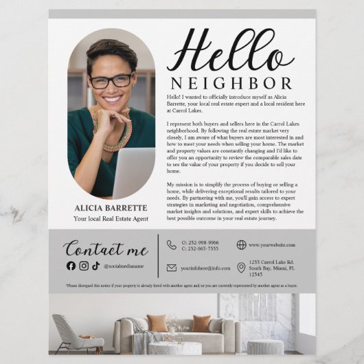 Modern Hello Neighbor Real Estate Agent Advert チラシ (正面)