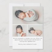 Modern Hello Script Newborn Baby Photo Birth 案内状 (裏面)