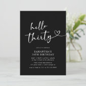 Modern Hello Thirty Black and White 30th Birthday 招待状 (スタンド正面)