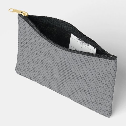 Modern Hexagonal Grid Geometric Pattern アクセサリーポーチ (見開き)