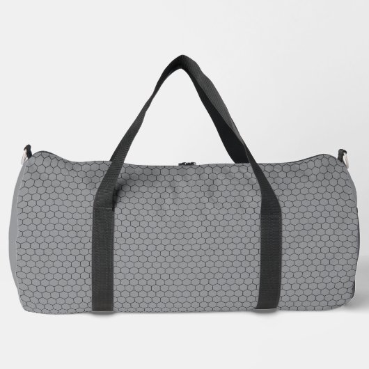 Modern Hexagonal Grid Geometric Pattern ダッフルバッグ (正面)