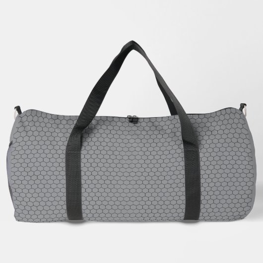 Modern Hexagonal Grid Geometric Pattern ダッフルバッグ (裏面)
