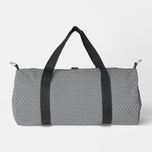 Modern Hexagonal Grid Geometric Pattern ダッフルバッグ (正面)