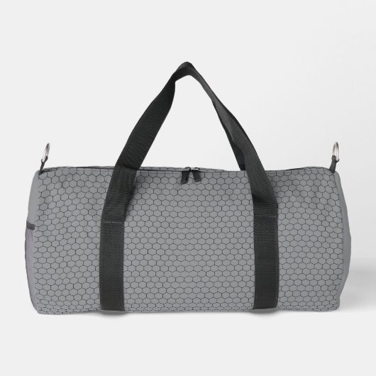 Modern Hexagonal Grid Geometric Pattern ダッフルバッグ (裏面)