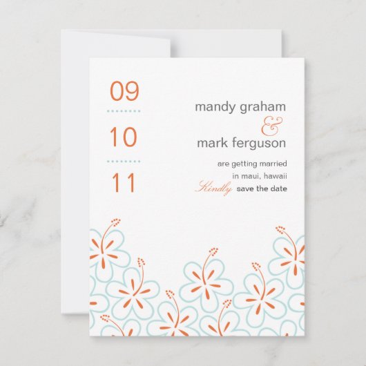 Modern Hibiscus Save The Date Card セーブザデート (正面)