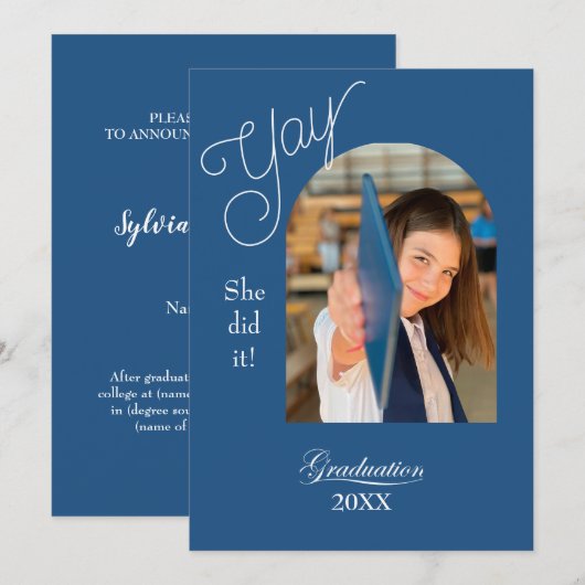 Modern High School Graduation Announcement - photo カード (正面/裏面)