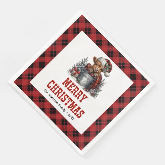 Modern highland cow buffalo Christmas napkins (コーナー)