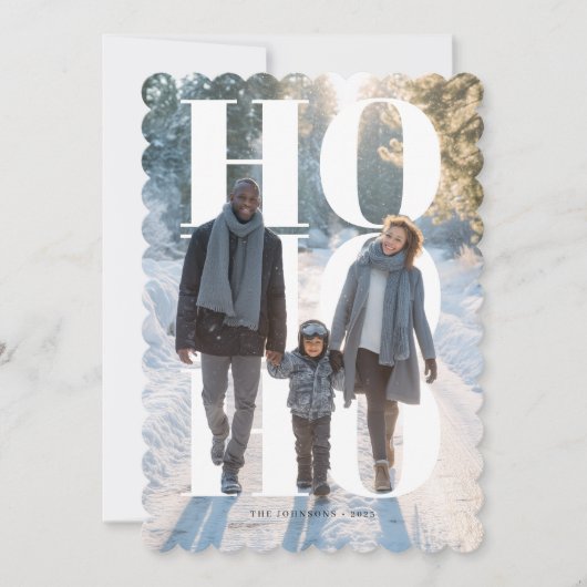 Modern HO HO HO Holiday Photo Card シーズンカード (正面)