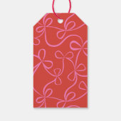 Modern Holiday Bold Red & Pink Ribbon Pattern ギフトタグ (裏面)