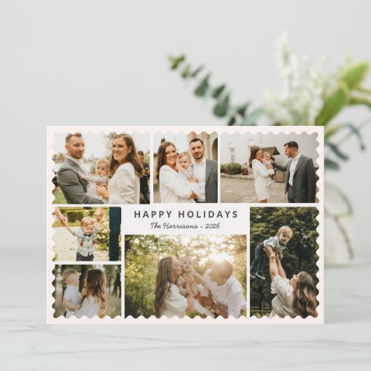 Modern Holiday Card with Photo Collage 招待状 (スタンド正面)