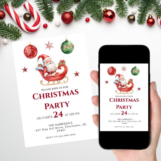 Modern Holiday Christmas Dinner 招待状