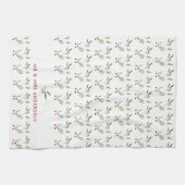 Modern Holiday Christmas Greenery Botanical Berry キッチンタオル (横)