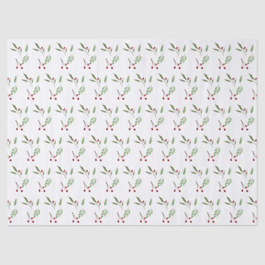 Modern Holiday Christmas Greenery Botanical Berry 薄葉紙 (正面)