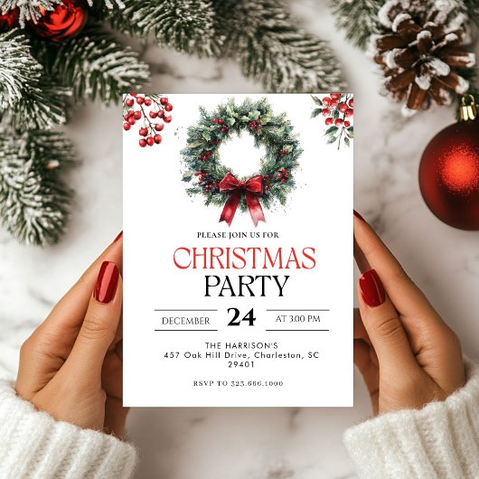 Modern Holiday Christmas Party Invitation  招待状