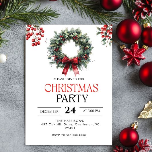 Modern Holiday Christmas Party Invitation  招待状