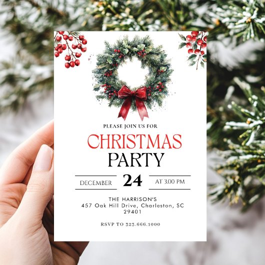 Modern Holiday Christmas Party Invitation  招待状