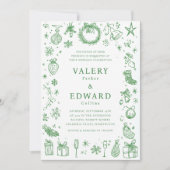 Modern Holiday Christmas Wedding 招待状 (正面)