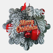 Modern  Holiday Christmas Wreath オーナメントカード (正面)