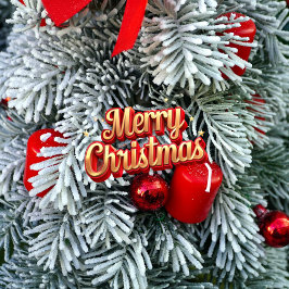 Modern  Holiday Christmas Wreath オーナメントカード