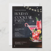 Modern Holiday Cocktail Party Christmas Invitation 招待状 (正面)