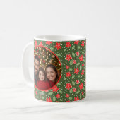 Modern Holiday Floral Personalized Photo Mug コーヒーマグカップ (正面左)