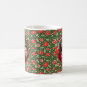 Modern Holiday Floral Personalized Photo Mug コーヒーマグカップ (中央)