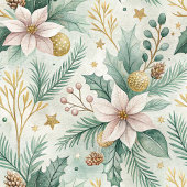 Modern Holiday Kitchen Towel White Poinsettia キッチンタオル