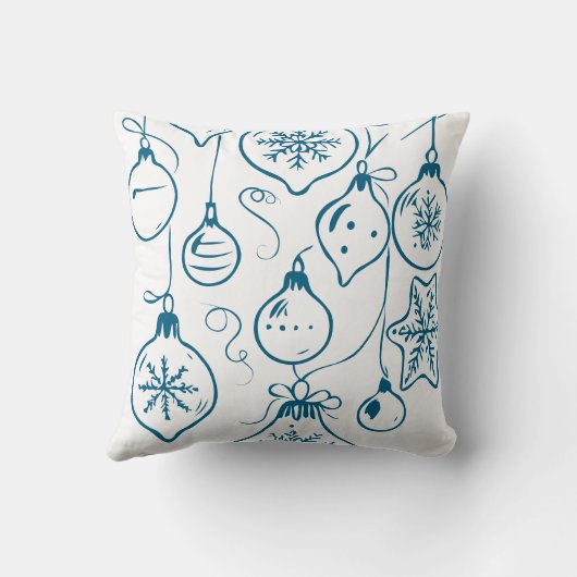 Modern Holiday Line-Art Ornaments クッション (裏面)