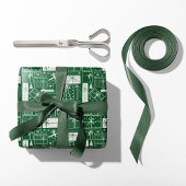 Modern Holiday Presents Green and White ラッピングペーパー
