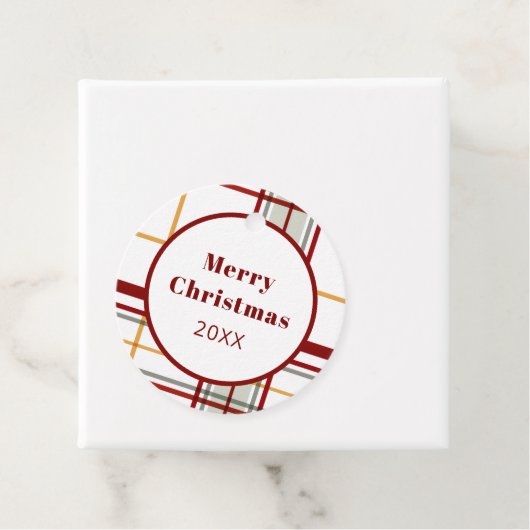 Modern Holiday Red Green Gold Plaid フェイバータグ (インサイチュ)