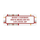 Modern Holiday Red Green Gold Plaid Return Address ラベル (正面)