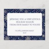 Modern Holiday Snowflake Photo ポストカード (裏面)