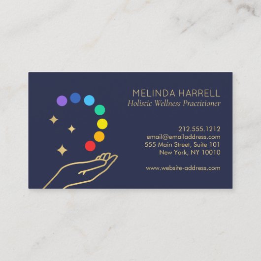 Modern Holistic Wellness Healing Hands Dark Blue 名刺 (裏面)