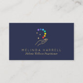 Modern Holistic Wellness Healing Hands Dark Blue 名刺 (正面)