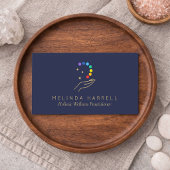 Modern Holistic Wellness Healing Hands Dark Blue 名刺