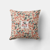 Modern Holly Berry Christmas Botanical Joy Family クッション (裏面)