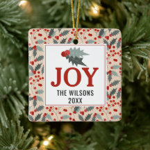 Modern Holly Berry Christmas Botanical Joy Family