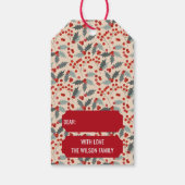 Modern Holly Berry Christmas Botanical Pattern ギフトタグ (裏面)