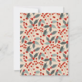 Modern Holly Berry Christmas Botanical Pattern サンキューカード (裏面)