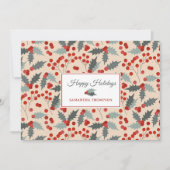 Modern Holly Berry Christmas Botanical Pattern シーズンカード (正面)