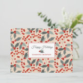 Modern Holly Berry Christmas Botanical Pattern シーズンカード (スタンド正面)