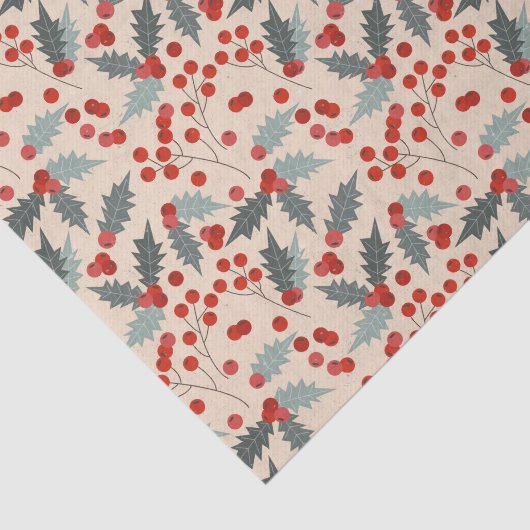 Modern Holly Berry Christmas Botanical Pattern 薄葉紙 (詳細)