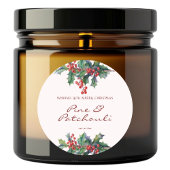 Modern Holly Berry Christmas Candle ラウンドシール