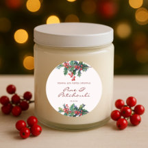 Modern Holly Berry Christmas Candle