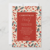 Modern Holly Berry Christmas Party 招待状 (正面)