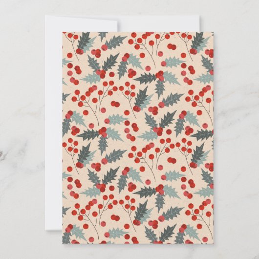 Modern Holly Berry Santa Baby Shower 招待状 (裏面)