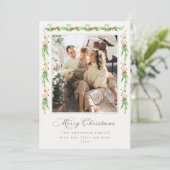 Modern Holly Garland Merry Christmas Photo Card 招待状 (スタンド正面)