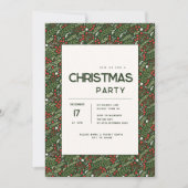 Modern Holly Leaf Christmas Party Invitation 招待状 (正面)